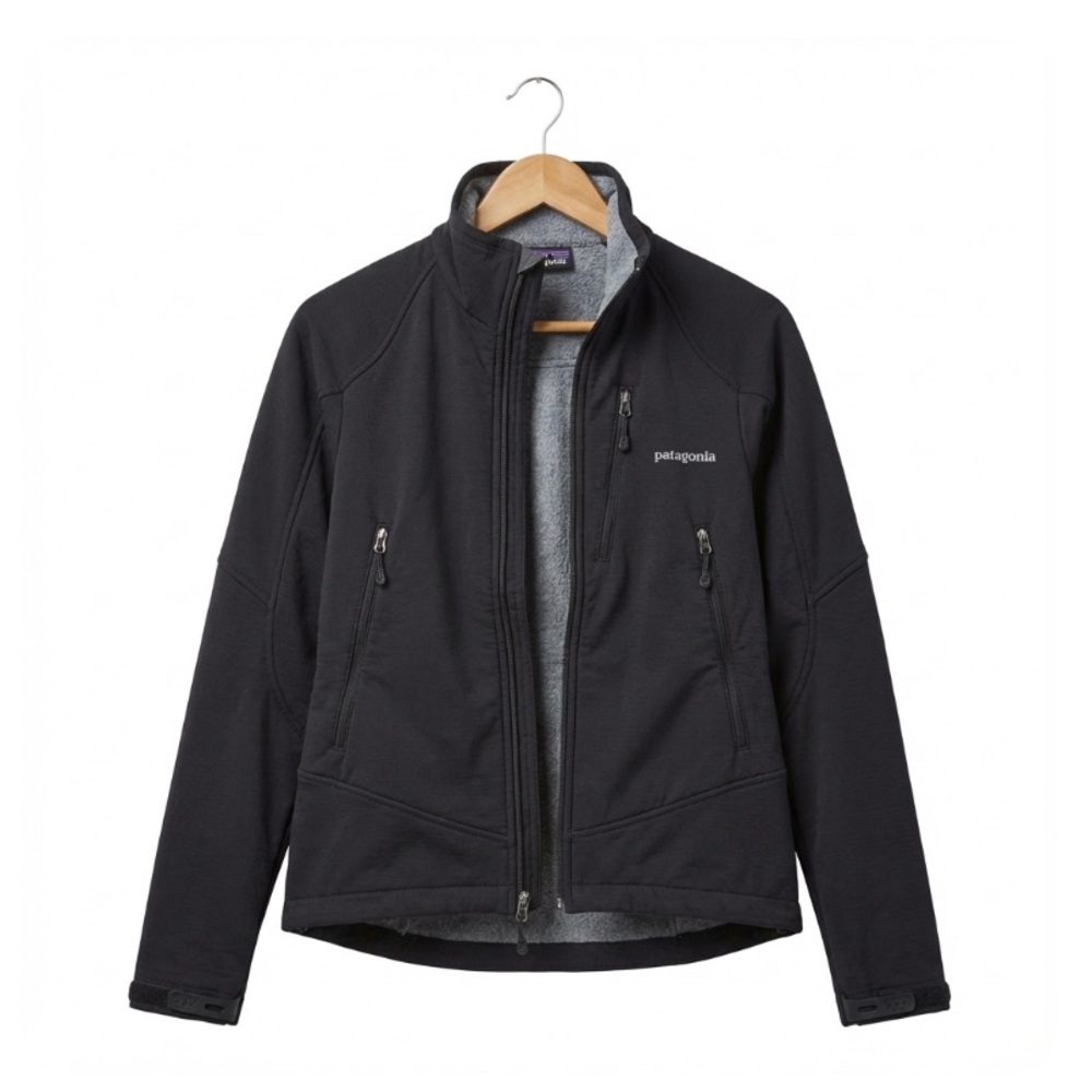 PATAGONIA Adze Softshell Jacket Women's S Black Windproof Fleece Lined Hiking